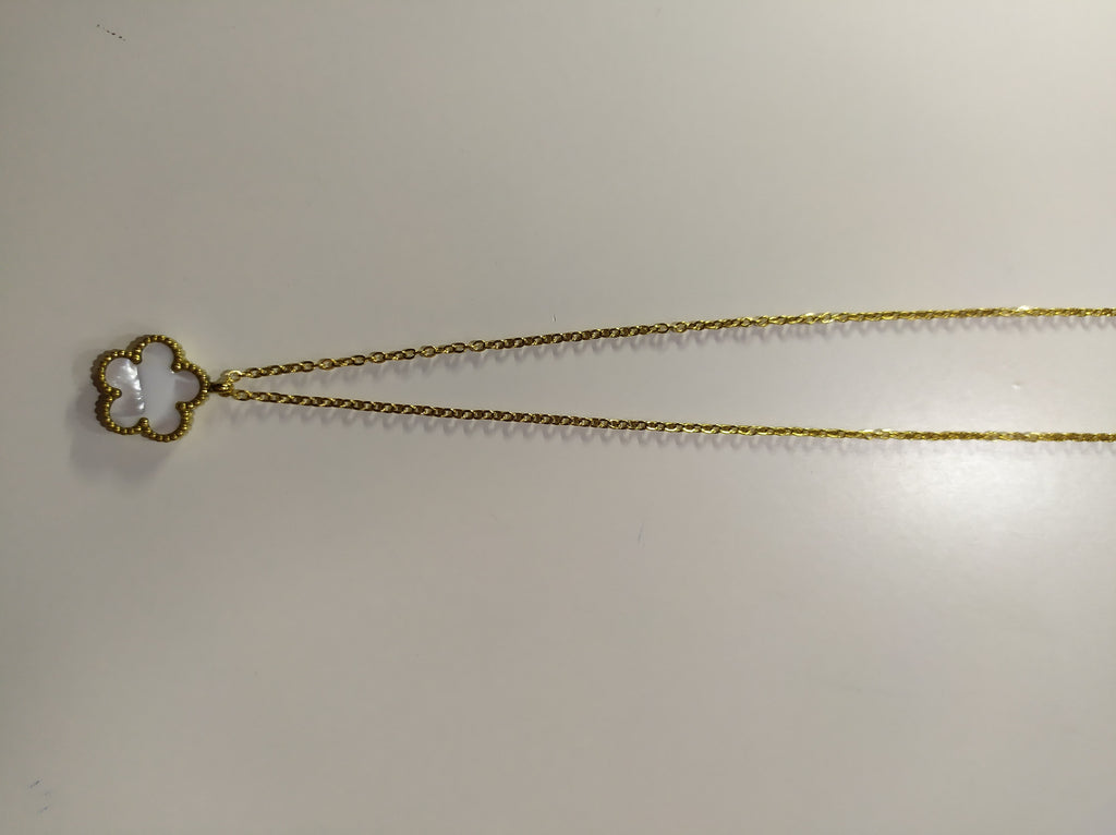 Collar con colgante trebol cinco hojas blanco - additional image 10